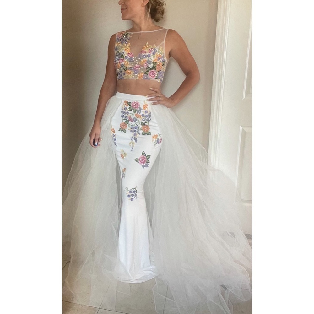Jovani Skirt Set with Tulle Overlay